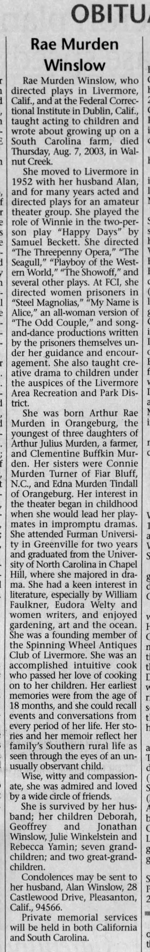Arthur Rae Murden obituary